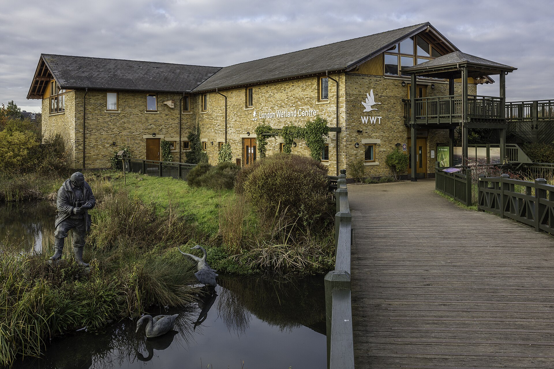 The London Wetland Centre visitor centre on Queen Elizabeth Walk, Barnes.